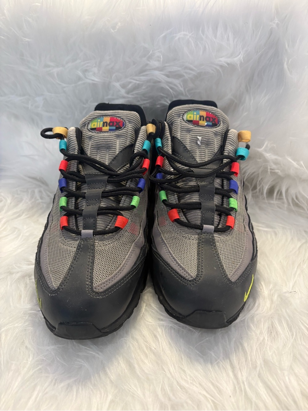 Nike Grey Sneakers with Multicolor Eyelets